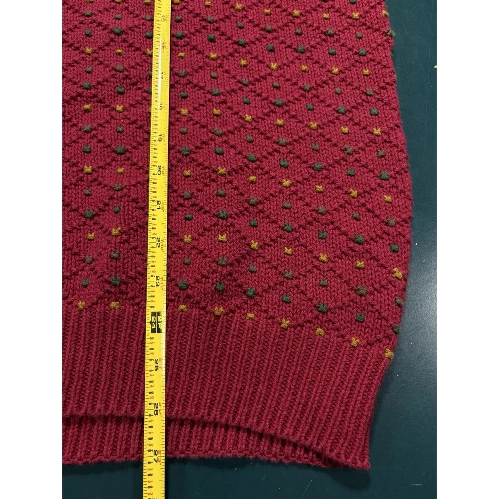 Vintage 80s Eddie Bauer Birdseye Sweater Men's Large Ribbed Multi Color USA Made - Picture 11 of 11